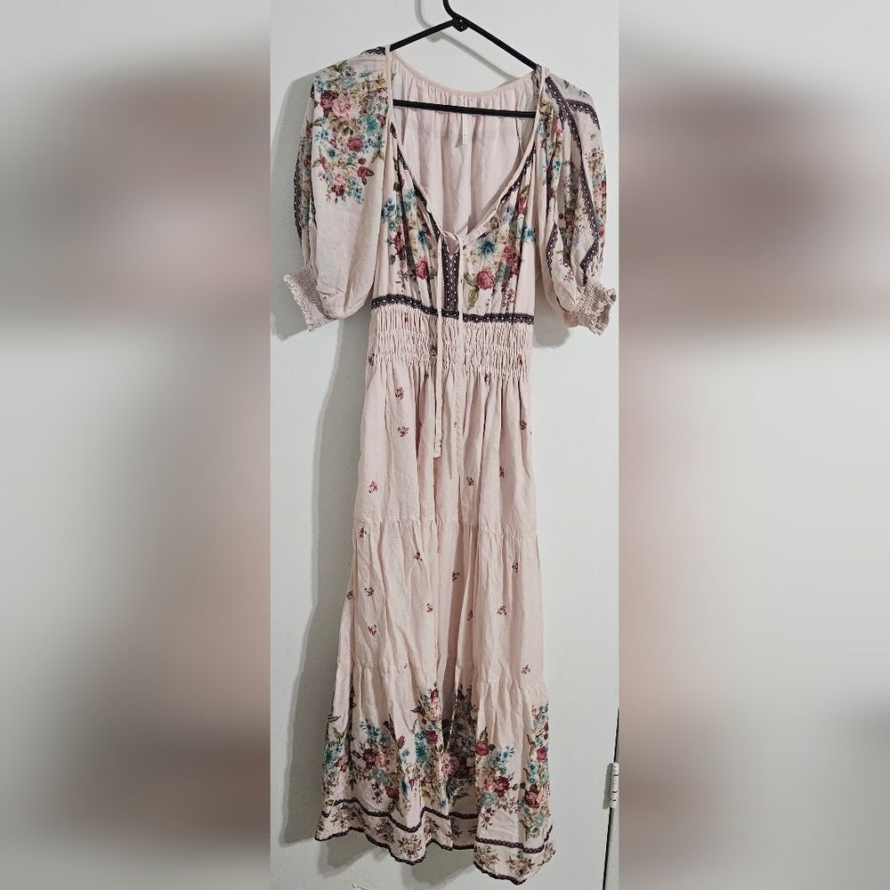 Anthropologie-Pink Somerset puff sleeve maxi dress with floral print Size S - Picture 4 of 9